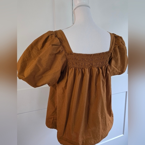 Maeve By Antropologie Women's Brown Puff Sleeve Top - Picture 13 of 15